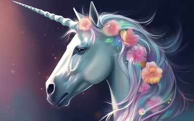 Obraz na płótnie Canvas Colorful unicorn illustration. Generative AI technology.