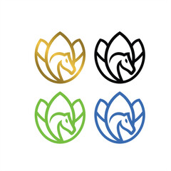 horse flower, horse leaf, horse tulip, an elegant logo