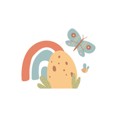 Easter egg butterfly bee rainbow animal children's print