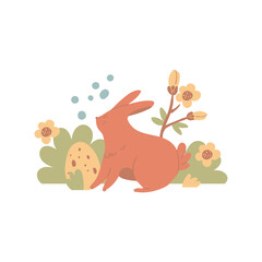 Obraz na płótnie Canvas Easter rabbit egg animal children's print
