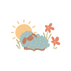 Easter lamb egg basket animal children's print