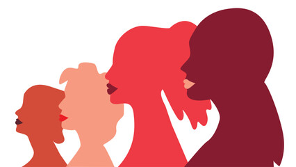 Womens with lips in profile view. Concept womans day and beaty. Vector