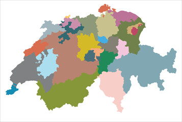 Switzerland map with the administration of regions. Vector Illustrator 