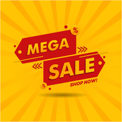 Mega Sale vector banner design, sale, offer.