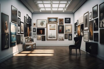 Art Gallery: Create a set of images that showcase a refined, artistic art gallery. Generative AI