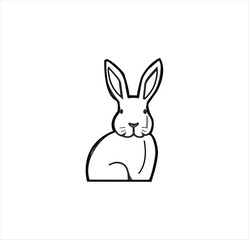 Head of rabbit vector line art work.