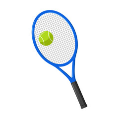 Tennis racket and ball. Isolated on white background