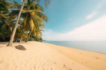 Obraz premium Palm and tropical beach. AI generated content
