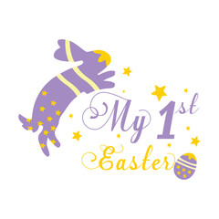 My First Easter Retro Easter T Shirt design. Boy and girl frame vector design. First Easter for baby
