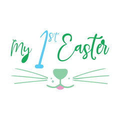 My First Easter Retro Easter T Shirt design. Boy and girl frame vector design. First Easter for baby
