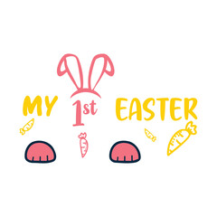 My First Easter Retro Easter T Shirt design. Boy and girl frame vector design. First Easter for baby
