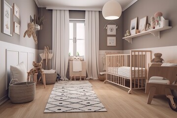 Nursery: Capture a set of images that showcase a cute, charming nursery. Generative AI