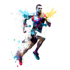 陸上選手のペイントアート, runner Paint Art, Generative AI - obrazy, fototapety, plakaty