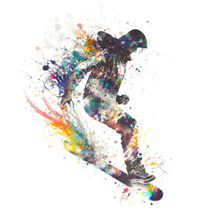 スノーボード選手のペイントアート, Snowboarders Paint Art, Generative AI