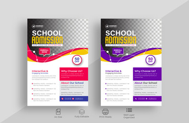School admission flyer design . back to school flyer design . Back to school admission flyer.