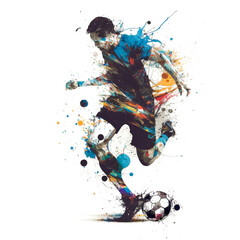 サッカーボール選手のペイントアート, soccerball Player Paint Art, Generative AI