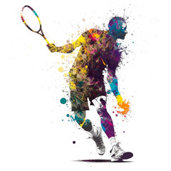 テニス選手のペイントアート, tennis Player Paint Art, Generative AI