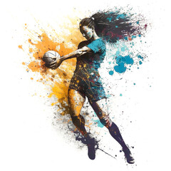 バレーボール選手のペイントアート, Volleyball Player Paint Art, Generative AI - obrazy, fototapety, plakaty