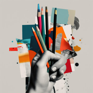 Innovation and creativity a hand holding a paintbrush or pen