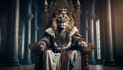 王座に座るライオンの王