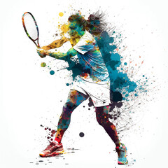 テニス選手のペイントアート, tennis Player Paint Art, Generative AI