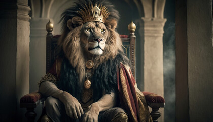 王座に座るライオンの王