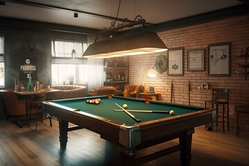 Game Room: Create a set of images that showcase a fun, energetic game room.  Generative AI