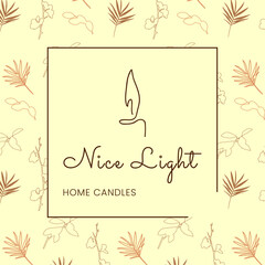 Candle logo. Repeat pattern with different plants, leaves