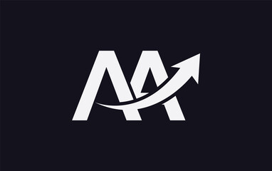 Financial logo symbol and Growth arrow icon design monogram for business