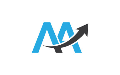 Financial logo symbol and Growth arrow icon design monogram for business