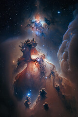 Obraz na płótnie Canvas Deep space colorful nebula. Created with Generative AI technology.