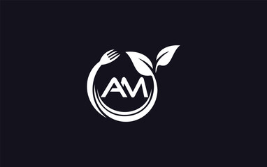 Green leaf nature with spoon and healthy logo design spoon fork and leaf