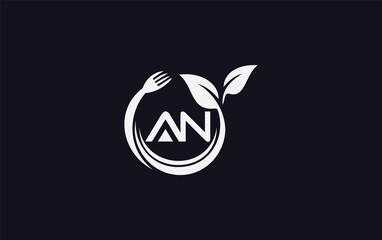 Green leaf nature with spoon and healthy logo design spoon fork and leaf