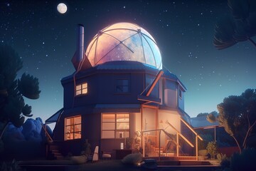 Fototapeta na wymiar Home Observatory: Capture a set of images that showcase a stunning, otherworldly home observatory. Generative AI