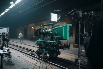 A green machine in a room - Generative AI