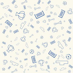 Different football silhouettes seamless pattern. Vector background.