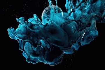 Ink drop in water background, Generative AI.