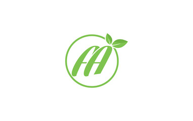 Fresh nature and healthy leaf logo design with the letter and alphabets. Green leaf and eco logo icon design