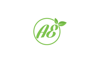 Fresh nature and healthy leaf logo design with the letter and alphabets. Green leaf and eco logo icon design
