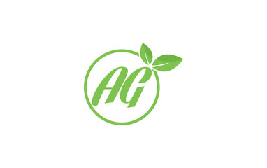 Fresh nature and healthy leaf logo design with the letter and alphabets. Green leaf and eco logo icon design