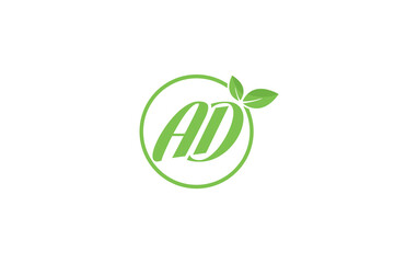 Fresh nature and healthy leaf logo design with the letter and alphabets. Green leaf and eco logo icon design
