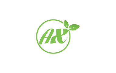 Fresh nature and healthy leaf logo design with the letter and alphabets. Green leaf and eco logo icon design