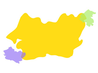 The abstract illustration is like a geographical map. Yellow, purple and green