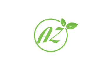 Fresh nature and healthy leaf logo design with the letter and alphabets. Green leaf and eco logo icon design