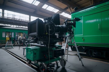 Fototapeta premium ﻿A train engine in a train station - Generative AI