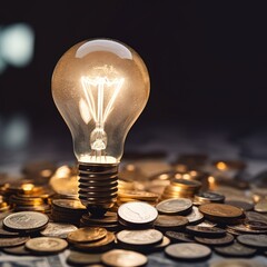 Obraz na płótnie Canvas light bulb with coins
