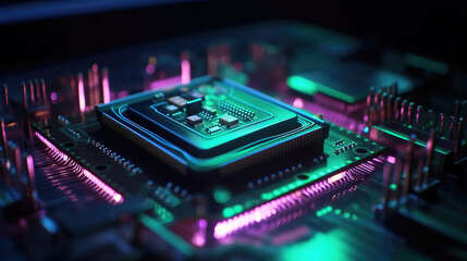 Fototapeta na wymiar CPU quantum computer with artificial intelligence, abstract digital concept. generative AI