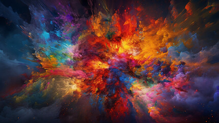 background with color explosion space red cloud generative ai