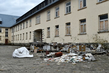 Lost place, Old buildings of a former army barracks are demolished
