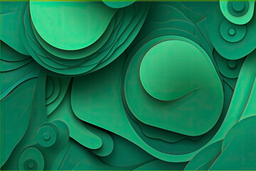 Paper cut shapes of 3D abstract green background as business presentations